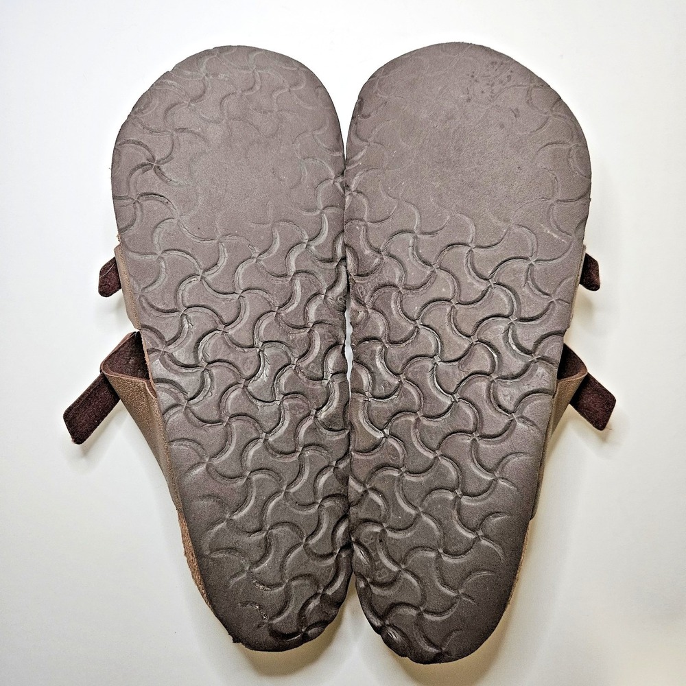 Birkenstock Mayari Size 43 Brown Flip Flop Leather Sandal Cork Wedge Heel - Picture 8 of 10